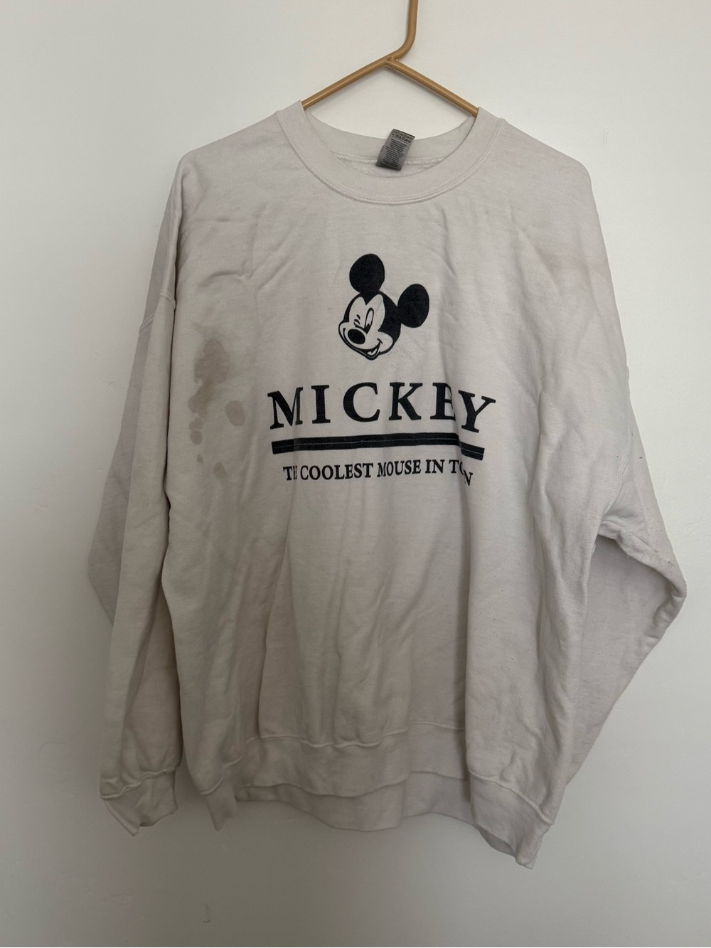 Gildan White Mickey Graphic Crewneck Sweatshirt